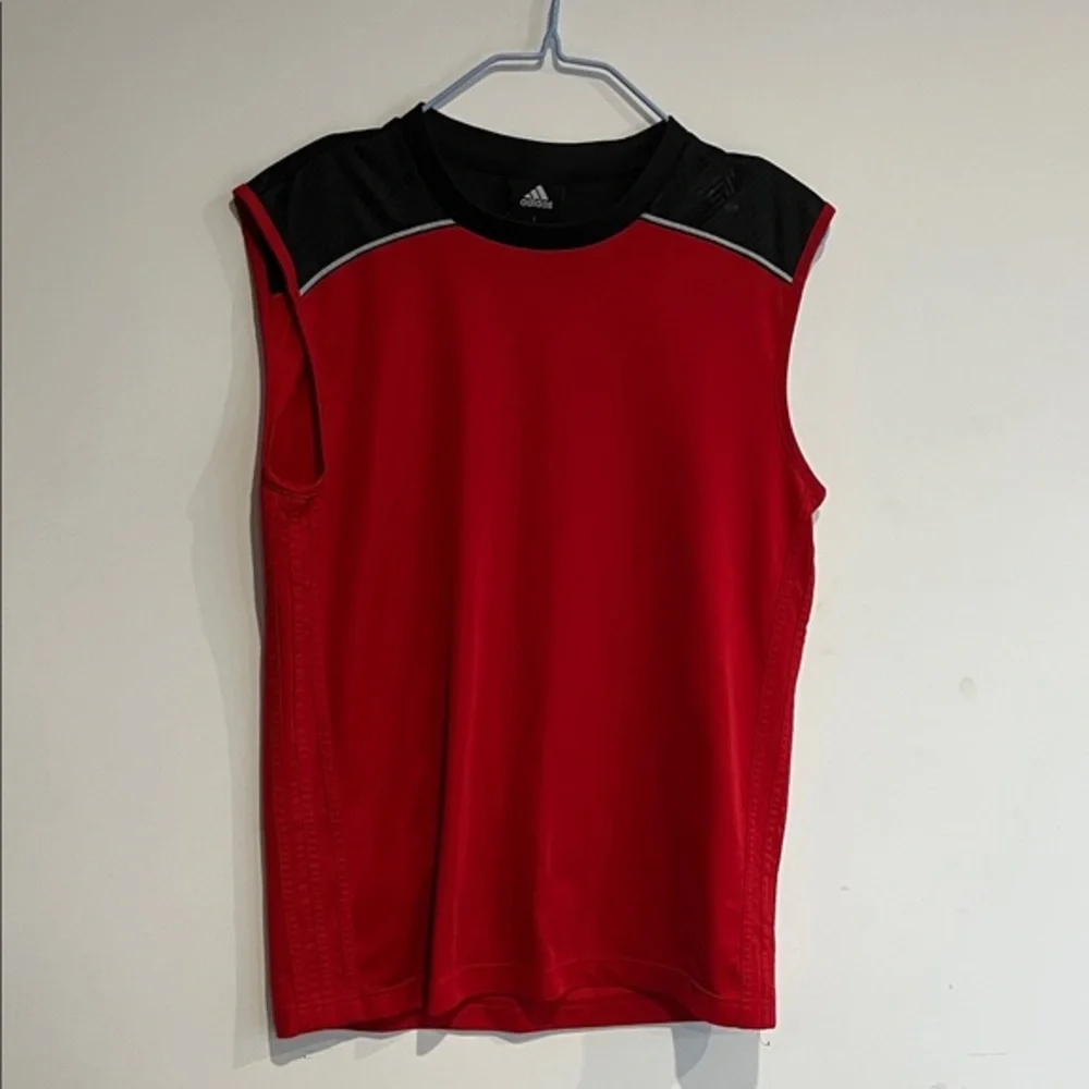 adidas Men’s Red and Black Sleeveless Athletic Jersey